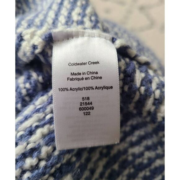 Coldwater Creek Cardigan Sweater Womens PS Blue Knit Heart Pattern Open Front - Picture 5 of 6